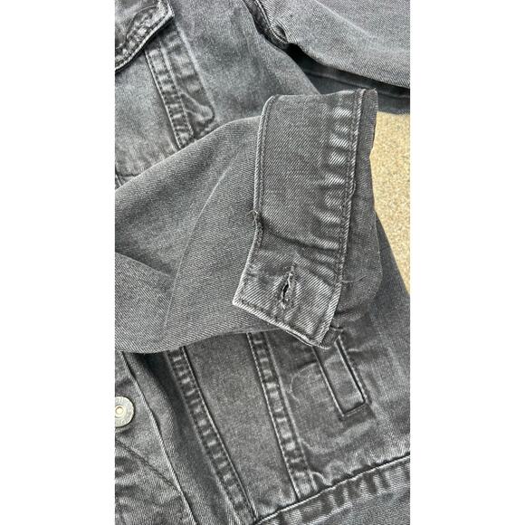 Wishlist Jacket Women Size Small Black Denim Button Front Collared Trucker - Picture 5 of 8